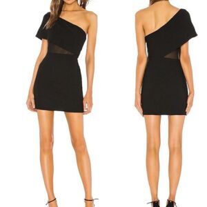 SUPERDOWN Danielle Black Mesh One Shoulder Mini Dress Small